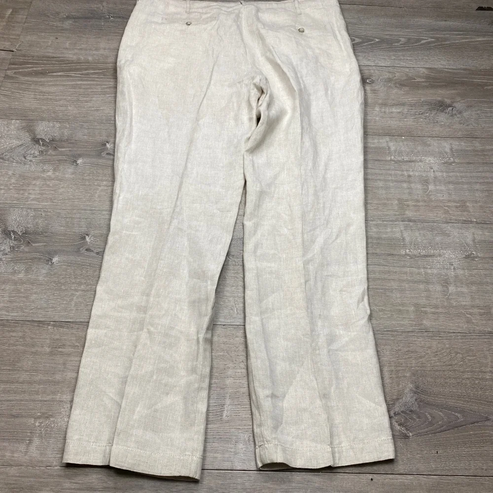 Perry Ellis Linen Pants Mens 38 Beige Drawstring Straight Leg Summer Beach